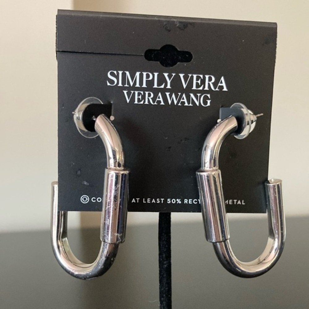 Simply Vera Vera Wang Shiny Silver Hoop Earrings